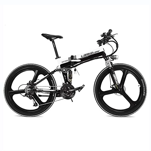 Bici elettriches : N&I Electric Bike 26 Inches Folding Electric Bicycle Magnesium Alloy Rim Hidden Lithium Battery 27 Speed Mountain Bike Full Suspension