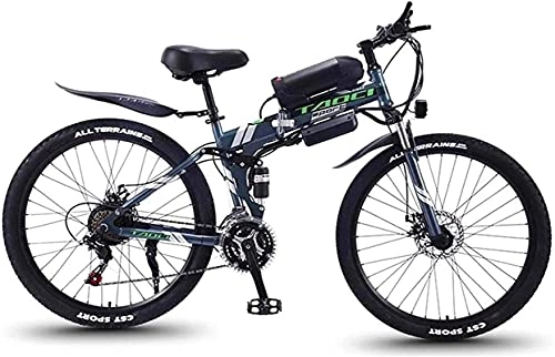 Bici elettriches : N&I Fast Electric Bikes for Adults Folding Electric Mountain Bike 350W Snow Bikes Removable 36V 8AH Lithium-Ion Battery for Adult Premium Full Suspension 26 inch Electric Bicycle Li