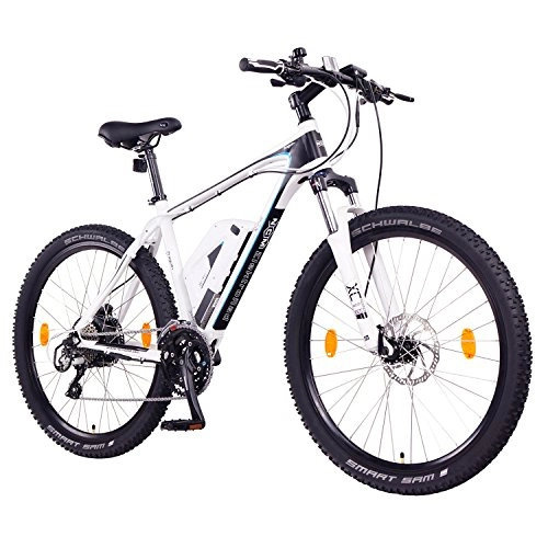Bici elettriches : NCM Prague Plus Bicicletta elettrica Mountainbike, 250W, Batteria 36V 14Ah 504Wh, Bianco 27, 5