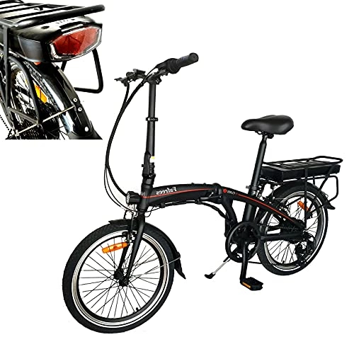 Bici elettriches : Nero Bicicletta Elettrica Pieghevole per Adulti, Bici da Citt / Montagna in Alluminio 3 modalit Pneumatici 3 modalit di velocit modalit Crociera Con Batteria Rimovibile Da 10 Ah Bicicletta