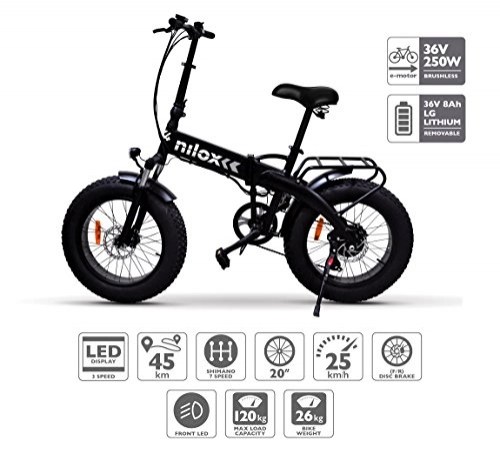 Bici elettriches : Nilox E Bike X4, Fat Bike Pieghevole – Adulto, Nero, Taglia Unica