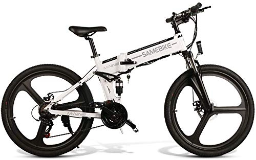 Bici elettriches : Noacog Bicicletta elettrica Pieghevole Portatile con Motore brushless 48 V 66 cm 350 W, per Esterni Bianco