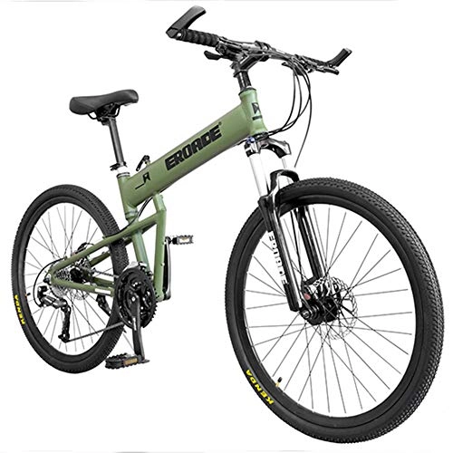 Bici elettriches : QIMENG 29" Wheel Mountain Bike, Mountain Bike da Uomo, Pieghevole Alluminio Hardtail Mountain Biciclette, Freni A Disco Front Suspension Biciclette, Adatto per 176-195 Cm, Verde, 24 Speed