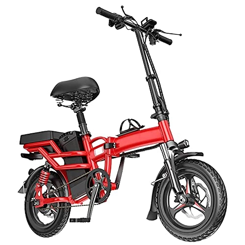 Bici elettriches : QTQZ Bicicletta elettrica Pieghevole Multiuso Adulti Adolescenti 14" E-Bike 350W Motore Rimovibile 48V Batteria agli Ioni di Litio Pedale Assist Recupero Energetico Tre modalità di Lavoro per UOM