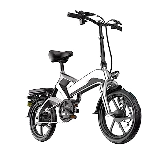 Bici elettriches : RASHIV Bici elettrica per Adulti, Bicicletta elettrica Portatile Pieghevole assistita, con Batteria Rimovibile 48V 10 / 14AH, carico 200 kg (Silver Black 14 Capacity)