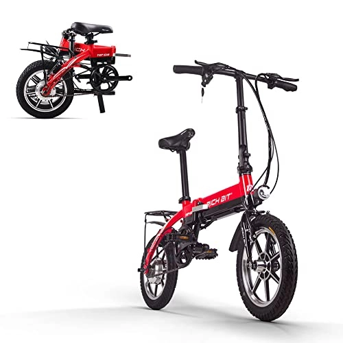 Bici elettriches : RICH BIT 14"Bicicletta pieghevole elettrica per adulti RT-618, batteria agli ioni di litio da 250 W 36 V * 7, 5 Ah, bici elettrica da città pieghevole (rosso)