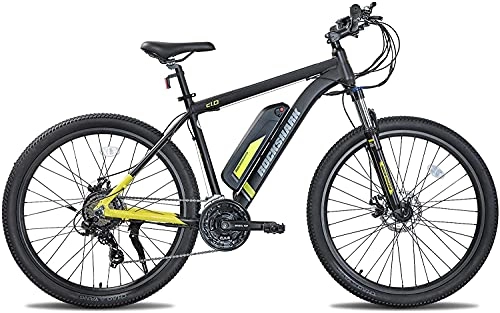 Bici elettriches : Rockshark - Bicicletta elettrica da 27, 5 pollici, con batteria da 10, 4 Ah, cambio Shimano a 21 marce e display LCD