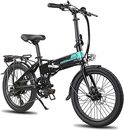 Bici elettriches : Rockshark, bicicletta elettrica pieghevole da 20 pollici, bici elettrica pieghevole con cambio Shimano a 7 marce, bicicletta pieghevole leggera in alluminio con luce per uomo e donna