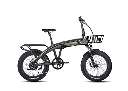 Bici elettriches : SachsenRAD E-Folding Bike F6 Safari con cestino e cambio a catena StVZO-Shimano a 7 marce, batteria da 36 V, 374, 4 Wh, motore da 250 W, da uomo e da donna