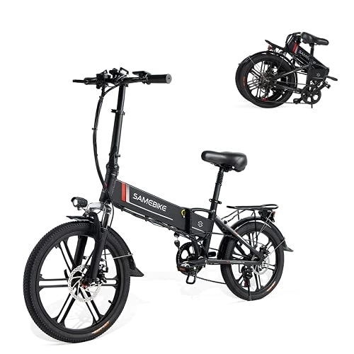 Bici elettriches : SAMEBIKE 20LVXD30-II Versione di aggiornamento 48V 10.4AH Bici elettrica Bicicletta elettrica pieghevole da 20 pollici per pendolari per adulti (Nero)