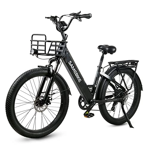 Bici elettriches : SAMEBIKE bici elettrica per adulti, bici elettrica per pneumatici grassi 26 * 3.0 Ebike, bicicletta elettrica per adulti con batteria rimovibile 48V14AH, 7 velocità Gears Bicicletta