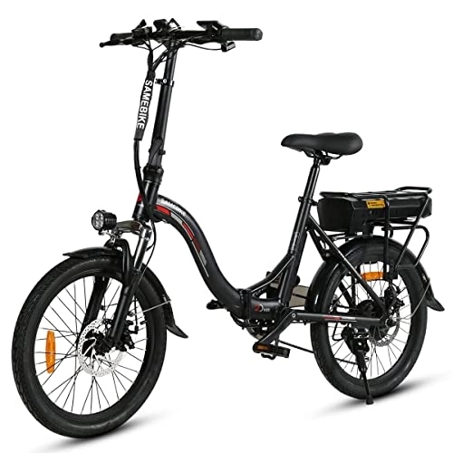 Bici elettriches : SAMEBIKE Bicicletta Elettrica Da 20" Bicicletta Elettrica Pieghevole Per Adulti, Bici Elettrica Da Città Batteria Estensibile 36V / 12AH, Shimano 7 Velocità Portatile