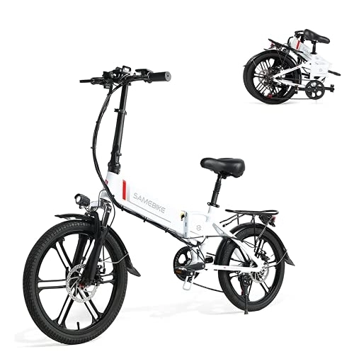 Bici elettriches : SAMEBIKE Bicicletta Elettrica per Adulti 20'', Pieghevole Bici Elettrica con Pedalata Assistita, City E-bike Unisex Adulto Batteria Rimovibile 48V10.4AH, Bici Elettriche per 7 Velocità