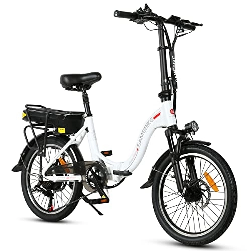 Bici elettriches : SAMEBIKE bicicletta pieghevole elettrica, E-Bike 20 pollici, E-Pieghevole bicicletta, 36V12AH batteria espandibile, Shimano 7 velocità, bicicletta pieghevole elettrica portatile Ebike uomo donna