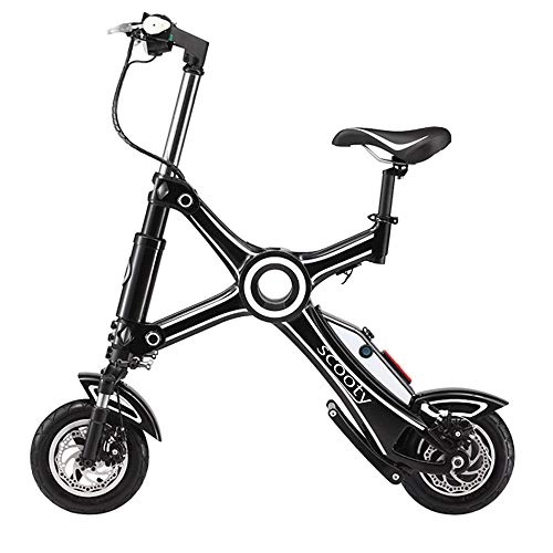 Bici elettriches : SCOOTY - Bicicletta elettrica pieghevole, unisex, da adulto, colore: nero