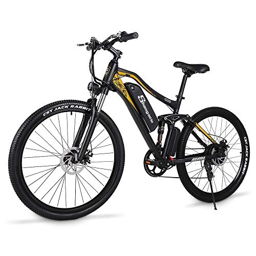 Bici elettriches : Sheng milo - Bicicletta elettrica M60 7 velocità 500W mountain bike city bike è unisex, batteria al litio 15Ah doppio smorzamento telaio in lega di alluminio