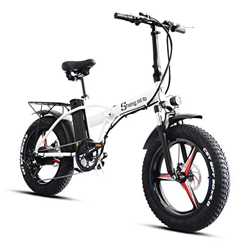 Bici elettriches : Shengmilo Bicicletta elettrica MX20-PLUS 500W, Bicicletta elettrica Pieghevole a Una Ruota da 20 Pollici, Ebike per Pneumatici Grassi, 48V 15AH, ebike (Bianco)