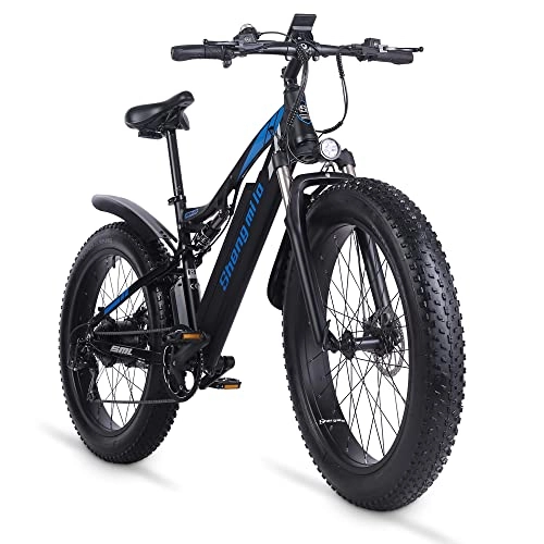 Bici elettriches : Shengmilo MX03 Fat Tire Electric Bike per Adulti Uomini 26 pollici Mountain Bike Batteria Rimovibile Impermeabile 48V17AH Ebike