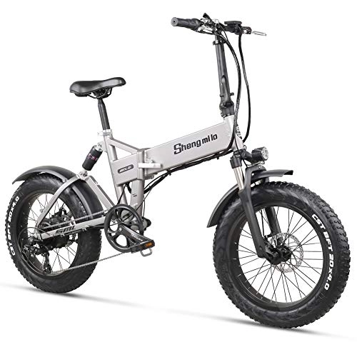 Bici elettriches : Shengmilo MX21 Bici elettrica Bicicletta e Bike Pieghevole Mountain Bike Grasso Pneumatico Neve per Uomo Donna Adulti e-Bike da Città 20 Pollici 500W 48V12.8A Batteria di Grande capacità 7 velocità