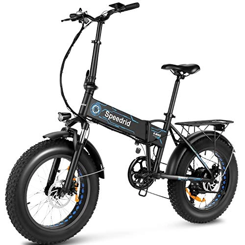 Bici elettriches : Speedrid Bici elettrica, 20'' X 4.0'' pneumatico pieghevoli bici elettrica, massimo 500W bici elettriche pieghevoli 48V / 10Ah batteria rimovibile Ebike per adulti con display LCD
