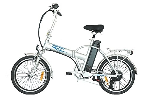 Bici elettriches : Swemo Pedelec SW100 Bicicletta elettrica pieghevole da 20 pollici, SW100, argento, 51 cm