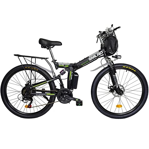 Bici elettriches : TAOCI Bicicletta elettrica pieghevole da uomo / donna, 26", ruote da 48 V, Urban E-Bike Trekking MTB, design impermeabile IP54, per adulti, viaggi quotidiani (nero)