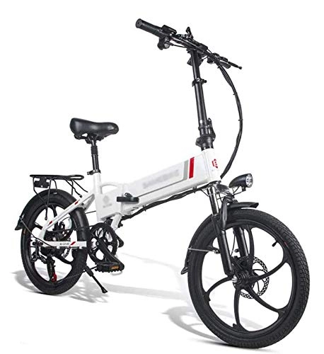 Bici elettriches : Tapis roulant Pieghevole, Bicicletta elettrica, Pieghevole e-Bike-Bike-Bici elettrica Bicicletta con Telecomando del Motore da 48v 350w Bianco BJY969 (Color : White)
