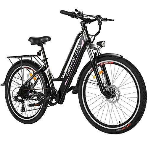 Bici elettriches : Tooluck E-Bike Bici Elettrica, Bicicletta Elettrica da 26 Pollici 250W City Bike con Batteria al Litio 36V 8AH, Professionale a 7 velocità (Consegna Entro 5-7 Giorni) (26 Pollici- Nero)