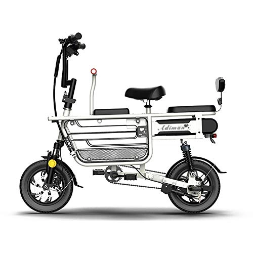 Bici elettriches : Tre Posti A Sedere Leggero Bici Elettrica Scooter per Mamma E Bambini, Resistenza 300KM per Carica, 30ah Genitore-Bambino Bicicletta Elettrica