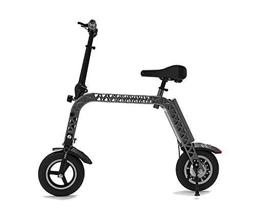 Bici elettriches : TX Bici elettrica Pieghevole Mini Dimensioni con seggiolino per Bambini, misuratore di velocità 10 Pollici Ruote da 12, 8 kg, Versione Sportiva 30 km di Resistenza, Black