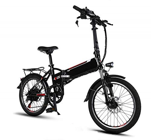Bici elettriches : TX Bici elettrica Pieghevole Mini Dimensioni Interruttore per 48V Batteria al Litio da 20 Pollici in Lega di Alluminio da 20 kg, Ingresso di Carica USB, Black