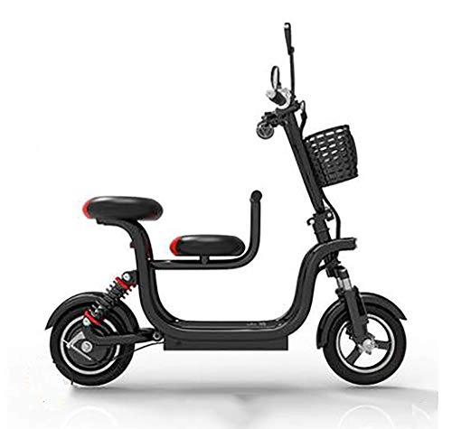 Bici elettriches : TX Bici elettrica Pieghevole Portatile Mini Dimensioni con seggiolino per Bambini, Batteria al Litio 65 km