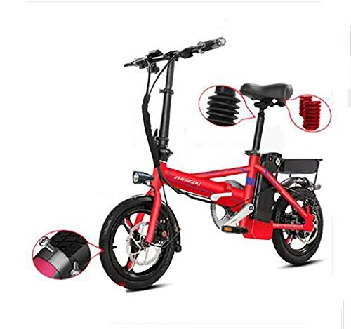 Bici elettriches : TX Bicicletta elettrica Pieghevole Piccolo motorino Lega di Alluminio con contatore Intelligente, Telefono Ricaricabile, 105-115km, Red