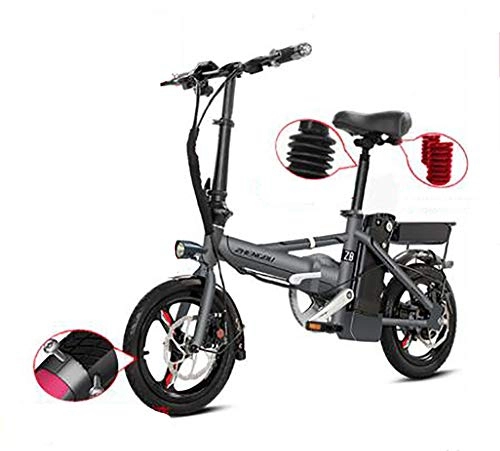 Bici elettriches : TX Bicicletta elettrica Pieghevole Piccolo motorino Lega di Alluminio con contatore Intelligente, Telefono Ricaricabile, 120-150km, Gray
