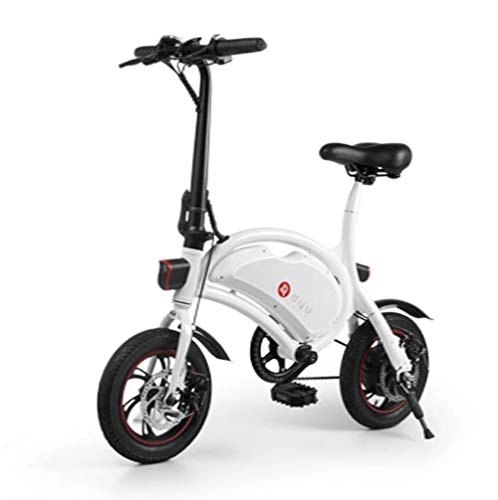 Bici elettriches : TX Lega di Alluminio Intelligente Pieghevole Bici Elettrica Ciclomotore Bicicletta 10.4Ah Batteria 14 ''Tire 250 W Motore, White