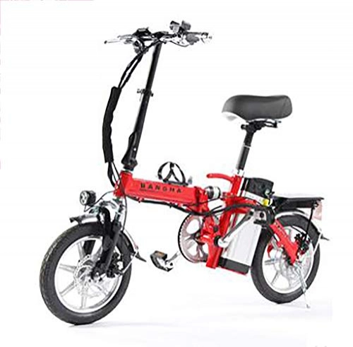 Bici elettriches : TX Mini Bicicletta elettrica Pieghevole Piccolo motorino Lega di Alluminio con contatore Intelligente, Telefono Ricaricabile, 100-130 km, 4 Assorbimento degli Urti, Red
