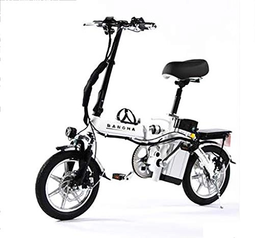 Bici elettriches : TX Mini Bicicletta elettrica Pieghevole Piccolo motorino Lega di Alluminio con contatore Intelligente, Telefono Ricaricabile, 60-80 km, 4 Assorbimento degli Urti, White
