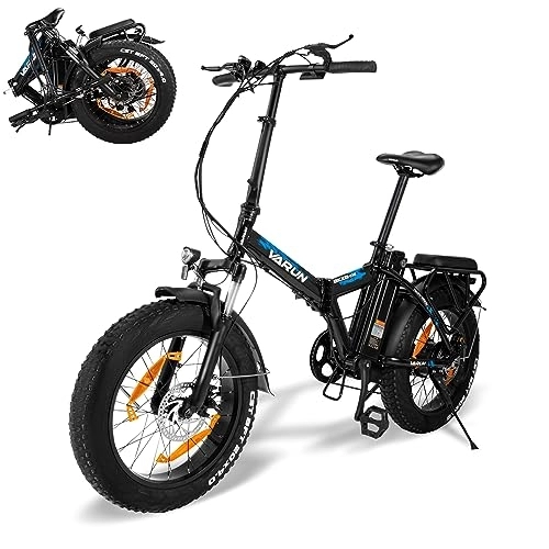 Bici elettriches : VARUN Bici Elettrica Pieghevole, 20" *4.0" Fat Tire Bicicletta Elettrica con 7 Velocità, 250W 25 km / h 36V 10.4Ah, Autonomia di 60-100 km Bici Elettriche per Uomini Donne