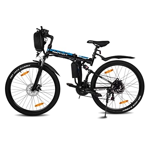 Bici elettriches : VARUN E-Bike Pieghevole, Mountain Bike Elettrica da 26 Pollici con Motore da 250W, Batteria Sostituibile da 36 V / 8 Ah, Bici Elettrica Pieghevole Shimano a 21 Velocità(Nero