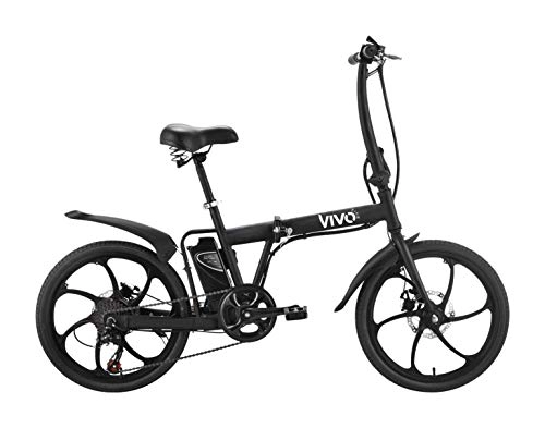 Bici elettriches : Vivobike Fold VF20 - Bicicletta - elettrico - pieghevole - 6-velocità - diametro ruota: 20" - nero