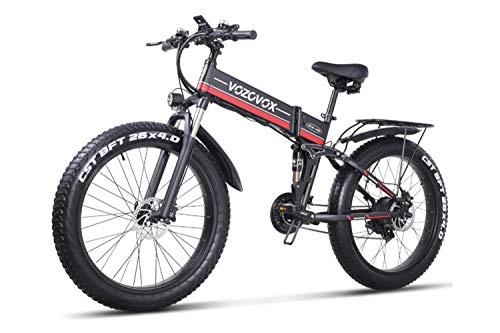 Bici elettriches : VOZCVOX bicicletta elettrica, 48V bici elettrica, Shimano 21velocità bici elettrica pieghevole, Full Suspension, Mileage 50-60km, con Sedile Posteriore ebike