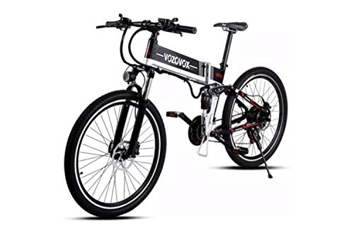Bici elettriches : VOZCVOX Mountain Bike elettrica da 26", Bici elettrica da Montagna Pieghevole, Batteria Rimovibile 48V / 10.4AH, Bicicletta elettrica a 21 velocità per Adulti