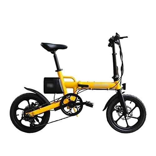 Bici elettriches : WASEK Mini bici elettrica pieghevole, velocità variabile da 16 pollici, ultraleggera e portatile, bicicletta elettrica assistenza bicicletta elettrico (yellow 140X58X100cm)