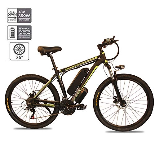 Bici elettriches : WHKJZ Mountain Bike Elettrica da 26" per Adulti 350W con Batteria al Litio da 48V 10AH Professionale per Fuoristrada A 21 velocità, per attività All'Aperto, Verde