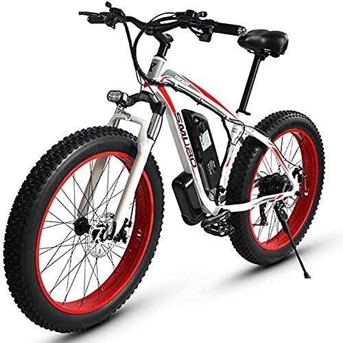 Bici elettriches : WXX Adulti Fat Tire MTB Elettrica, Lega di Alluminio da 26 Pollici off Road Bikes Neve 350W 48V 15AH al Litio della Batteria della Bicicletta Ebike 27 Costi 4.0 Ampia Rotella Ciclomotori, Bianca