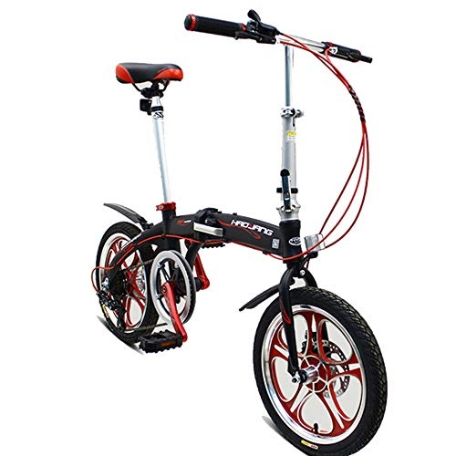 Bici elettriches : WYFDM Bicicletta, Bicicletta da Bicicletta Pieghevole Ultraleggera in Lega di Alluminio da 16"con Freno a Doppia Frizione a 6 velocità Bicicletta da Bicicletta Pieghevole Mini