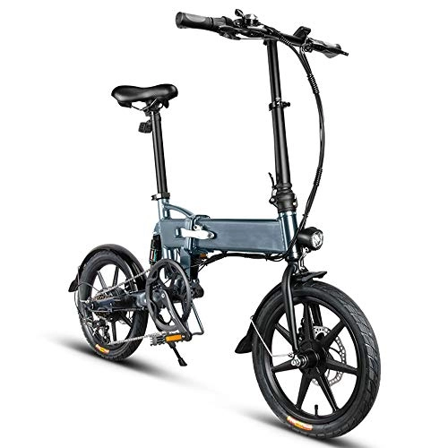 Bici elettriches : XINRISHENG Ciclomotore Pieghevole Bici elettrica, Cambio di Marcia Versione Bici, Pneumatici da 16 Pollici 250W Motore Max 25 kmh Bici Adulta Elettrico, Grigio