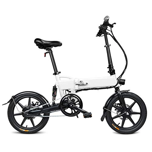 Bici elettriches : XINRISHENG Folding Bike Elettrico 16Inch Mini Bicicletta elettrica, 36V 250W Portable Bike, Tre modalit di Guida per Adulti Bicicletta elettrica, Bianca