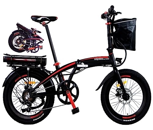 Bici elettriches : XQIDa durable Bicicletta elettrica da 20 pollici / bicicletta pieghevole / 7 velocità / 250 W / 48 V 10, 4 Ah / batteria al litio rimovibile / durata massima della batteria 60-70 chilometri (1)