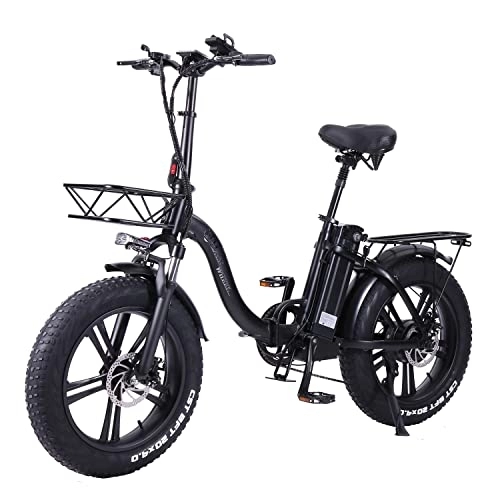 Bici elettriches : Y20-NEW Mountain Bike con ruote integrate Bici elettrica a 7 velocità Freno a doppio disco pieghevole Ebike da 20 pollici (17Ah +Borsa)